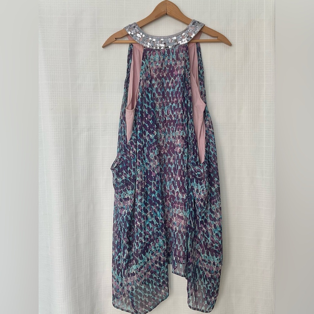Vintage Free People Multicolor Sleeveless Blouse with Silver Accents - Picture 2 of 7